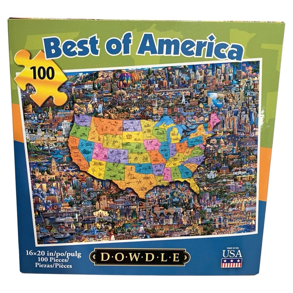 Dowdle Jigsaw Puzzle Best of America 100 Piece Large USA Map Eric Dowdle New